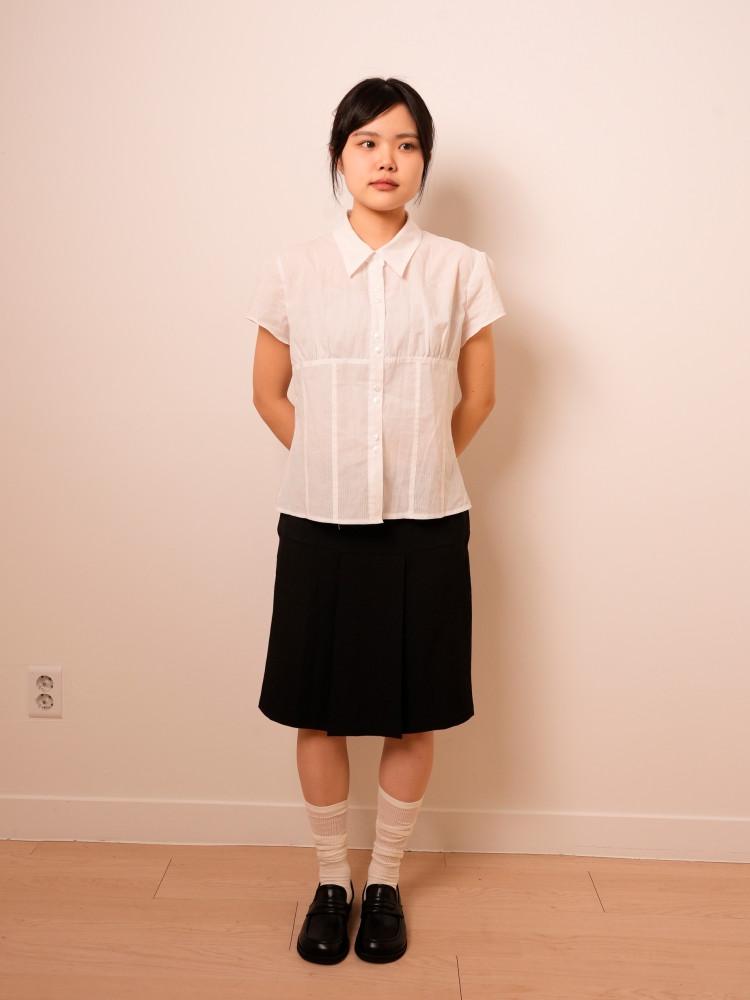 미디 플리츠 스커트