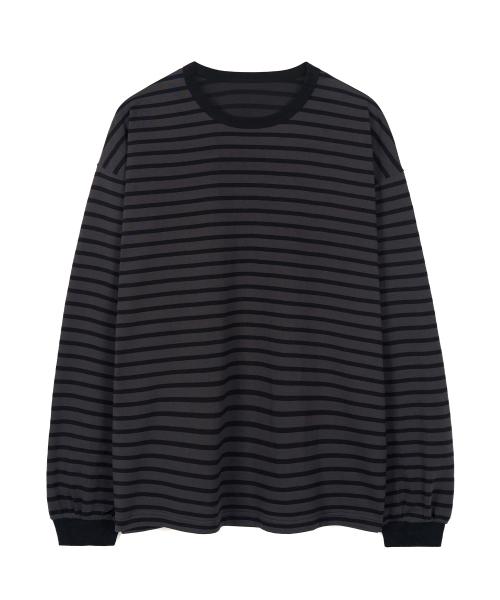 루즈핏 스트라이프 롱슬리브 (BLACK/CHARCOAL GREY)