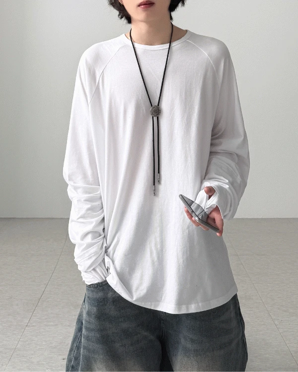 핑거 홀 레이어드 티셔츠(2Colors)