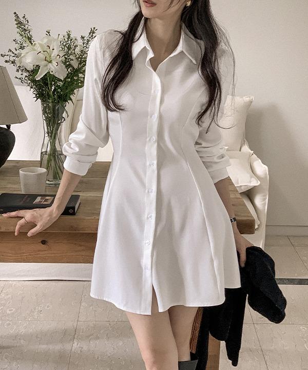 엘리슨 셔츠 끈 미니 플레어 원피스