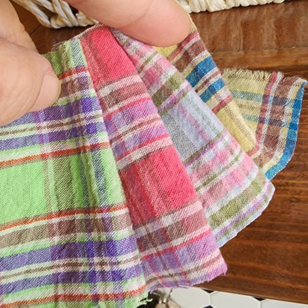 원단마트 30수 면린넨혼방 컬러풀체크 4컬러