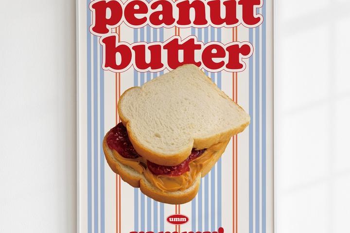 샌드위치 카페포스터 빈티지 빵 주방액자 Peanut Butter