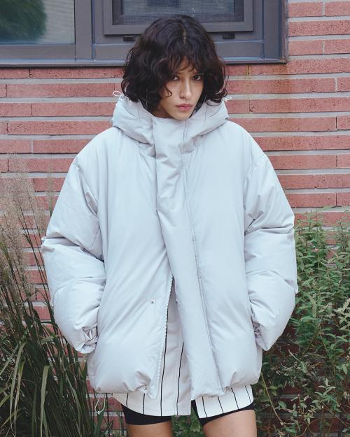 HOOD DOWN PUFFER LIGHT GRAY