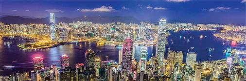 빅토리아 항구의 아름다운 야경