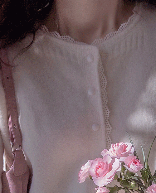 [LABEL] 줄리앙드 러블리 레이스 물결배색 따스미 가디건 [size:F(55~66)]