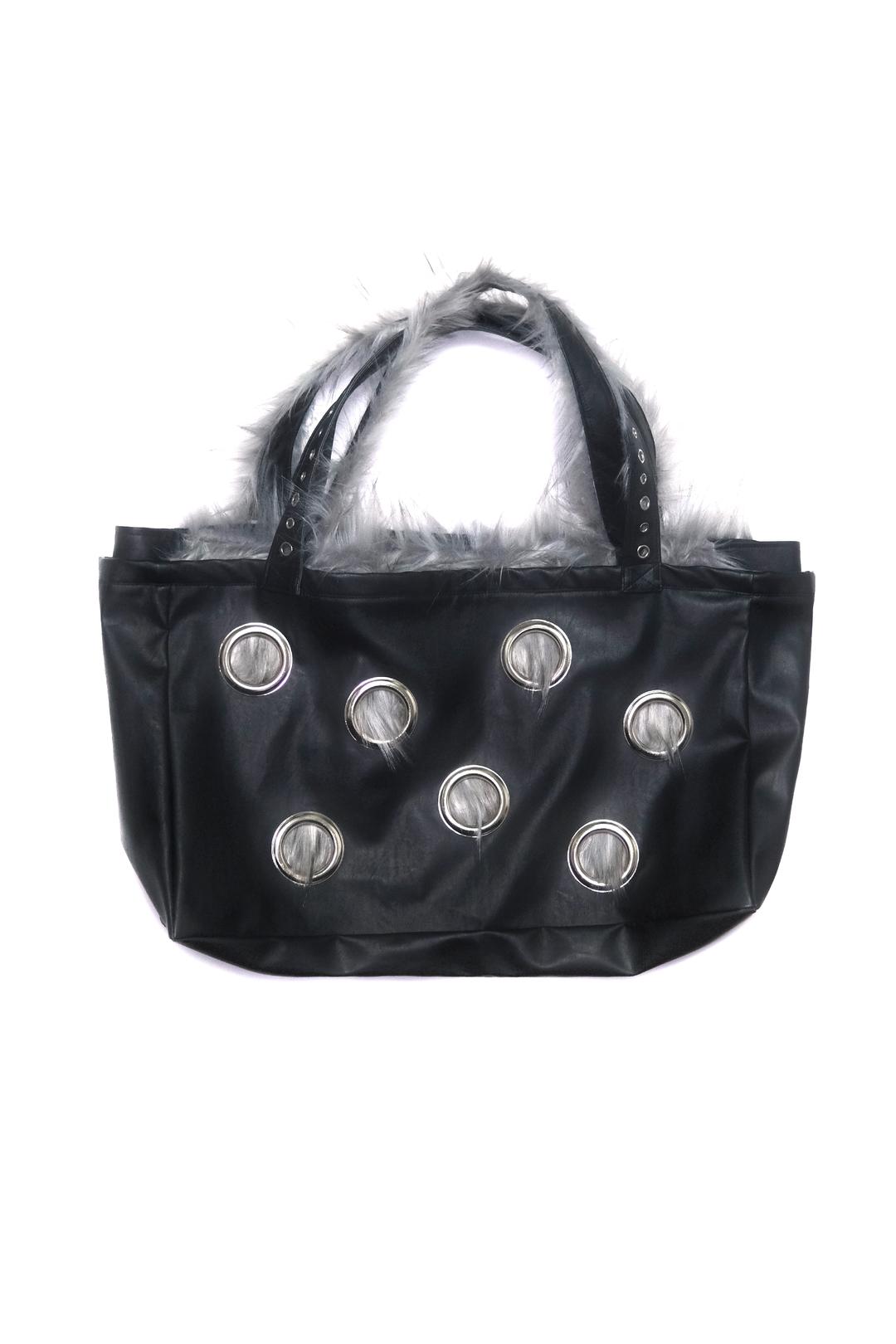 Eyelet + Fur Leather Big Bag