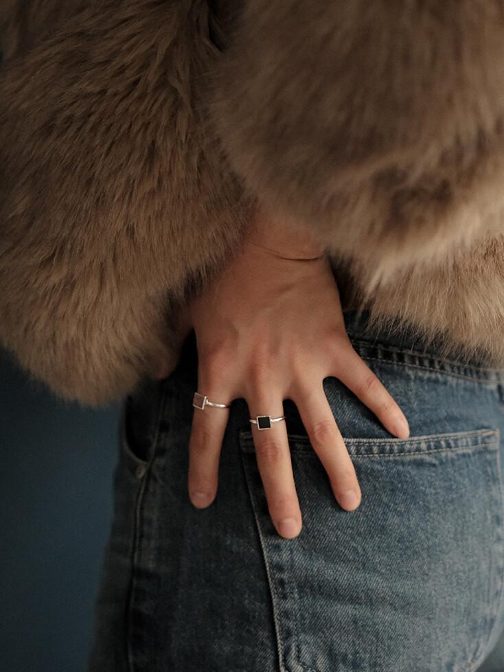 [주문제작] Baby Mosaic ring, ONYX