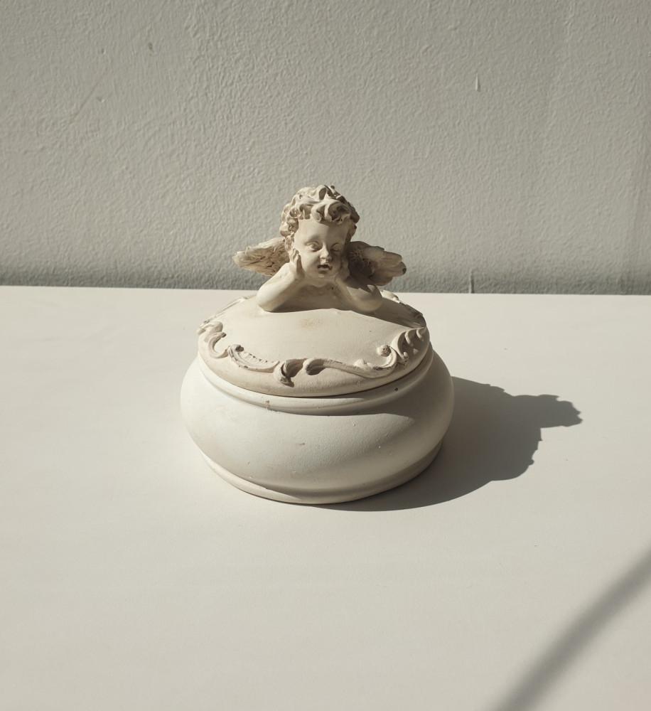 빈티지 쉐비 천사 스몰 보석함 오브제 소품샵 소품 엔틱 화이트