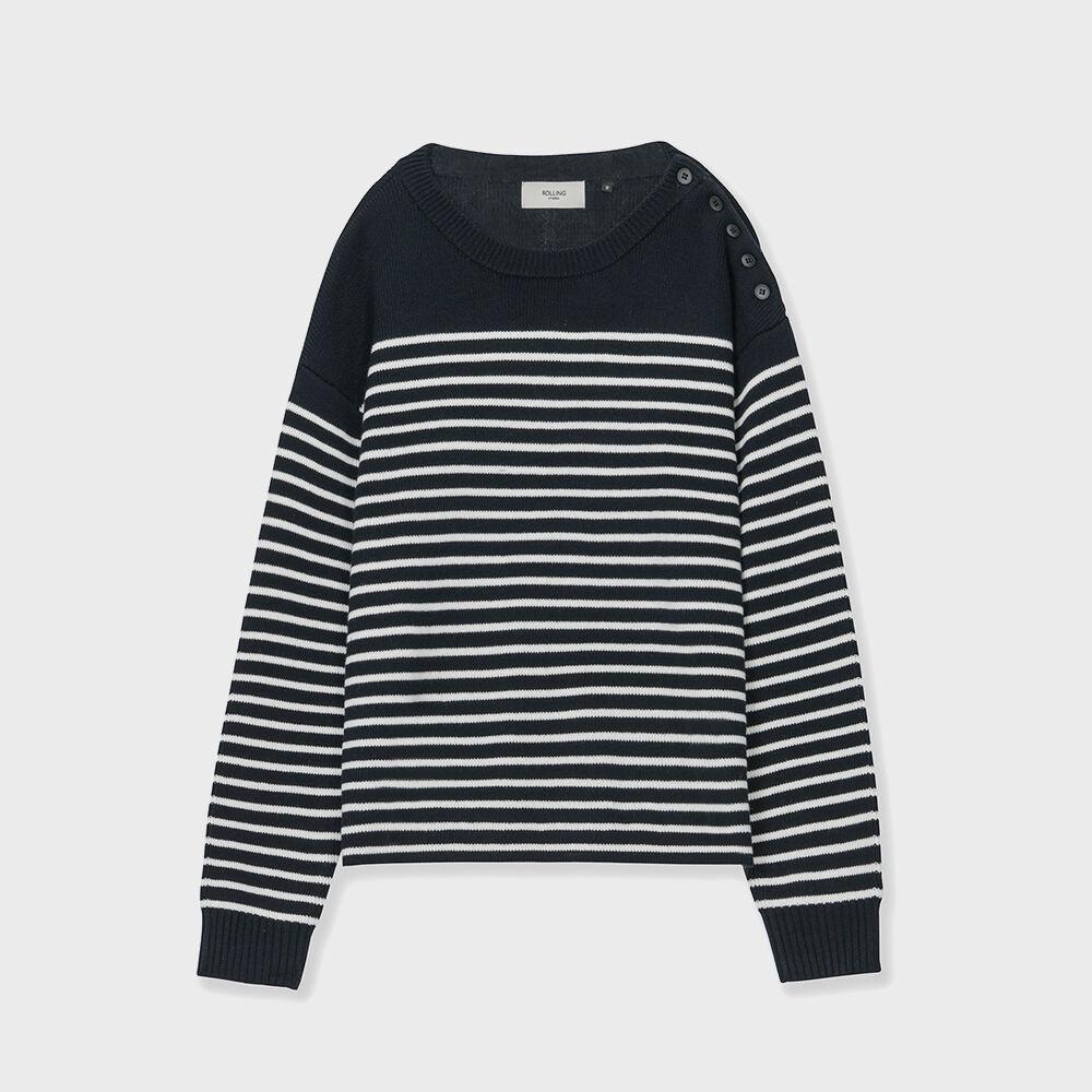ROUNDNECK SAILOR KNIT STRIPE NAVY