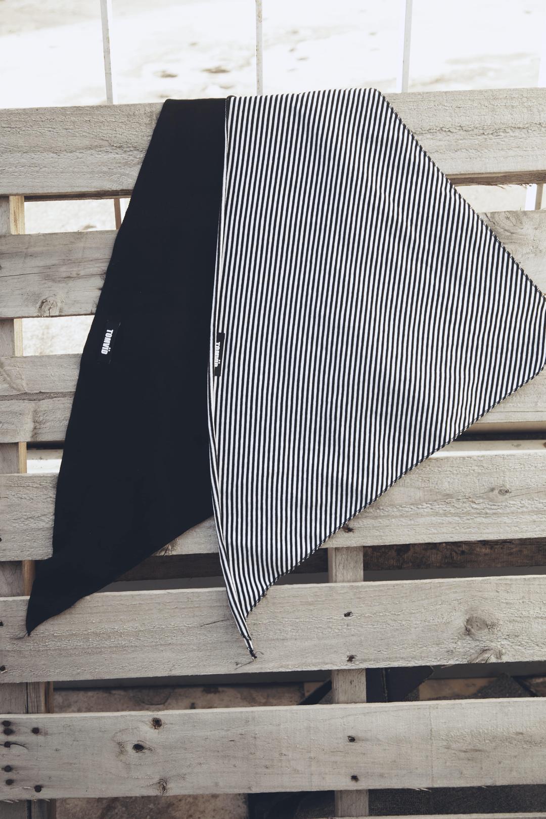 Stripe & Solid Bandana ( Black & White , Black )