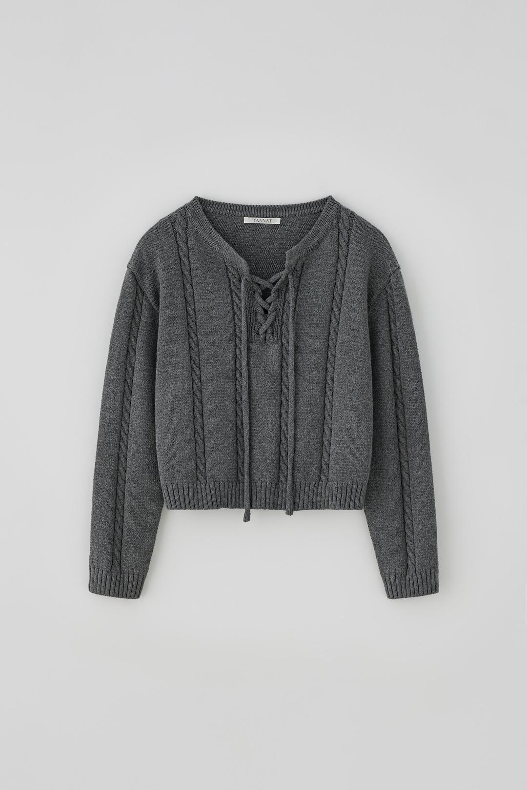 T/T String cable knit top (charcoal)