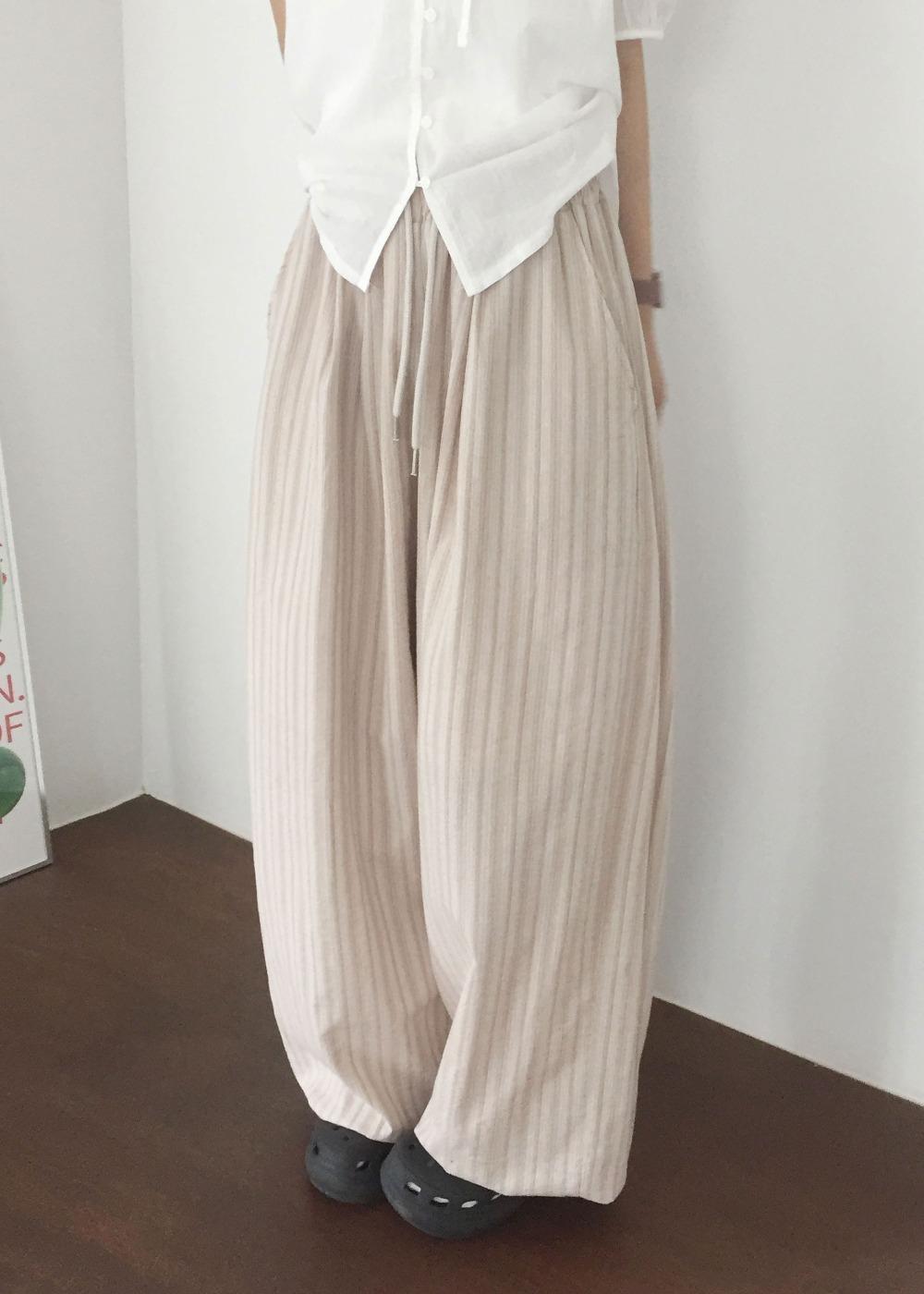 에리 스트라이프 밴딩 와이드 팬츠(2colors)