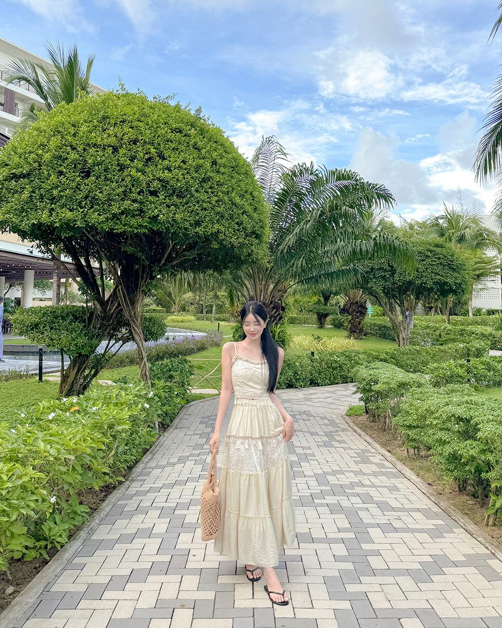 어썸나나 [44-66] 주리 에스닉 나시 + 플라워 자수 롱스커트 투피스 휴양지 비치 여름 휴양지룩