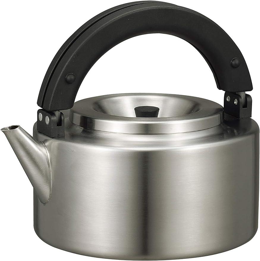 CBJAPAN Stainless Steel Kettle, Induction Compatible, 0.4 gal (1.7 L), Flat Kettle, With Tea Strainer, Copan