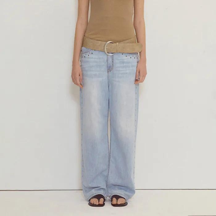 [3차] Studded Summer Wide Denim_Light Blue