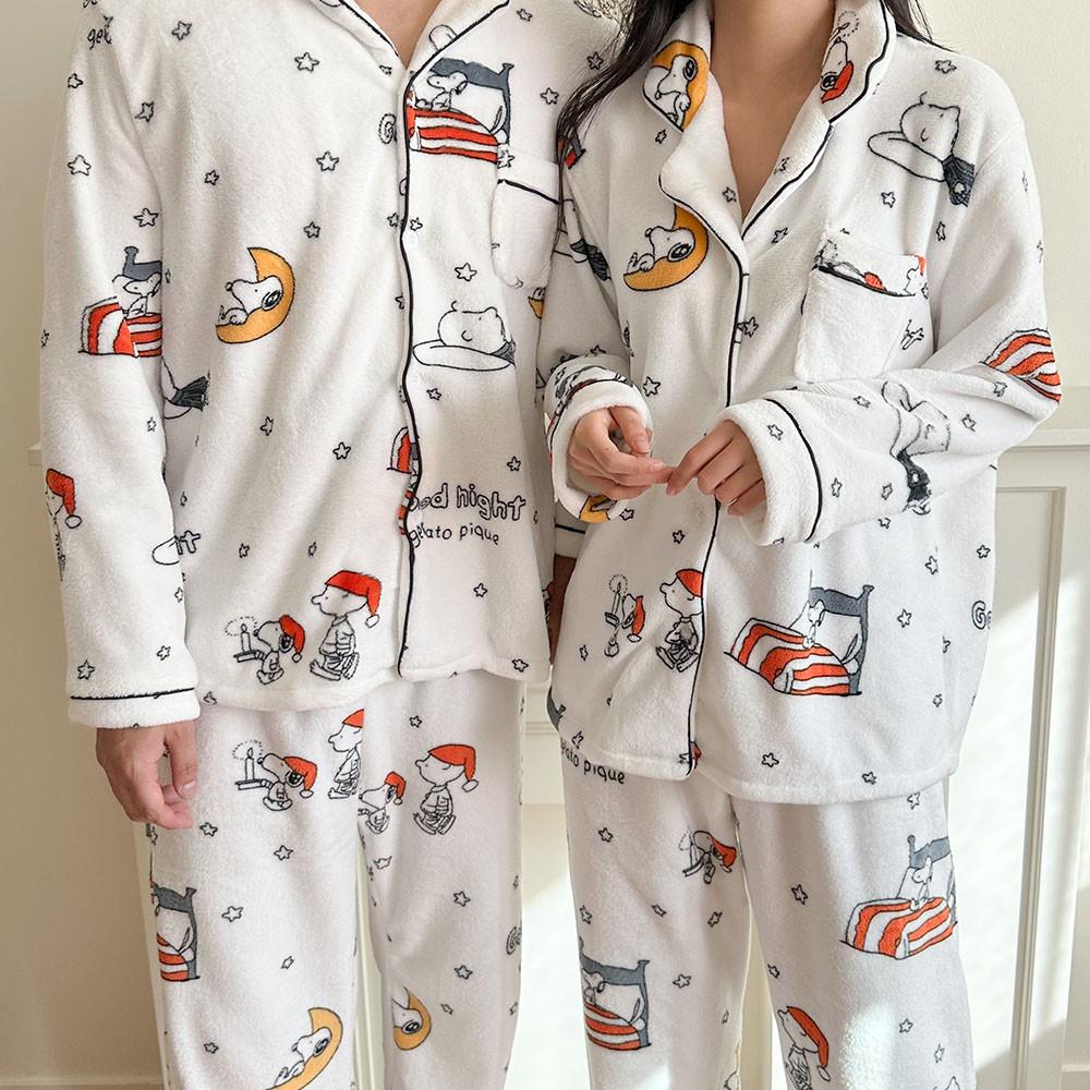 굿나잇 스누피 수면잠옷 커플 파자마 겨울 극세사