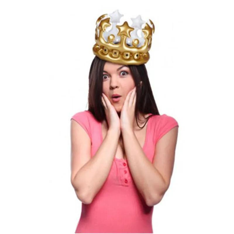 핫 슬레 팽창식 골드 크라운, 성인 생일 모자, 킹 장난감, 파티 장식