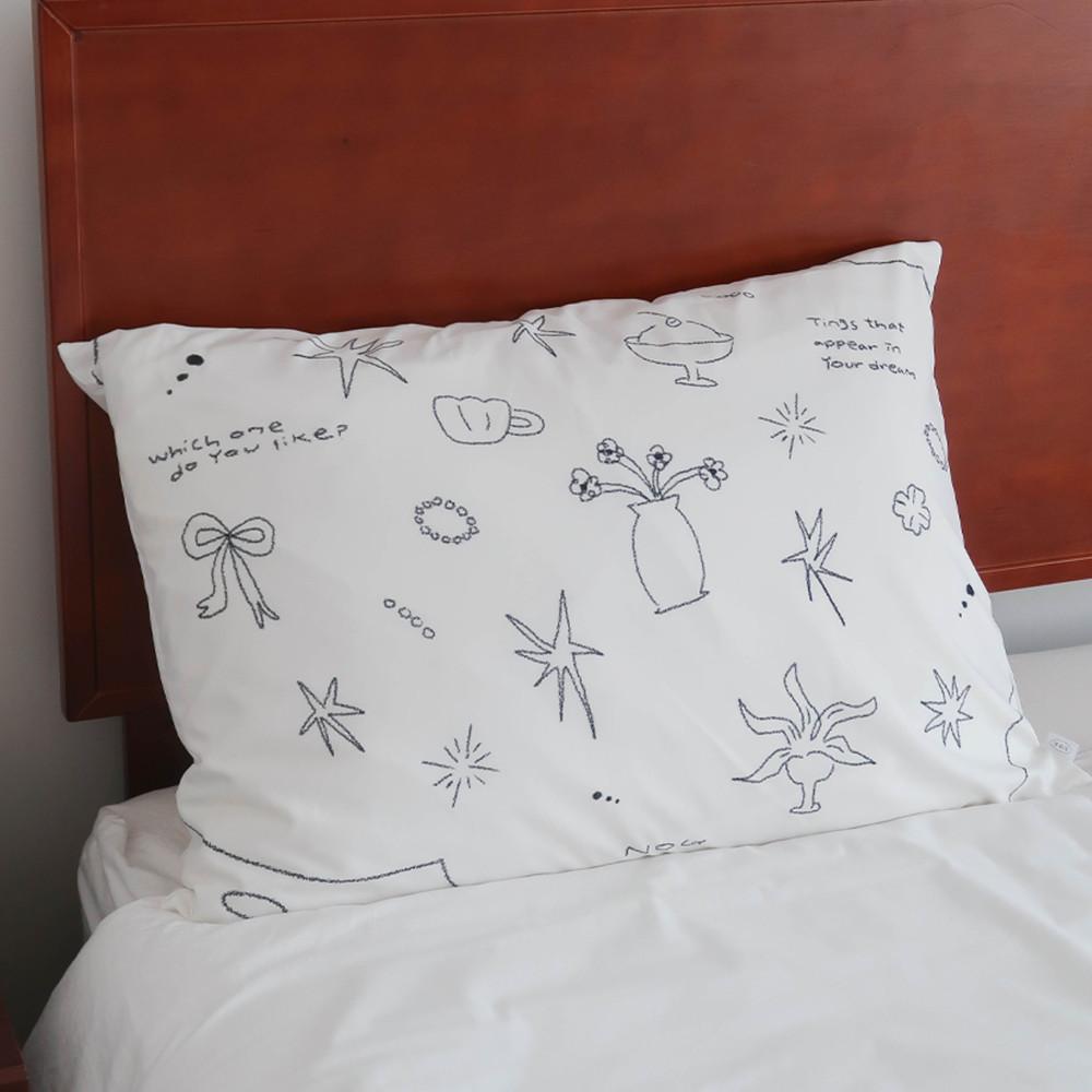 [made] noon drawing black pillow cover
