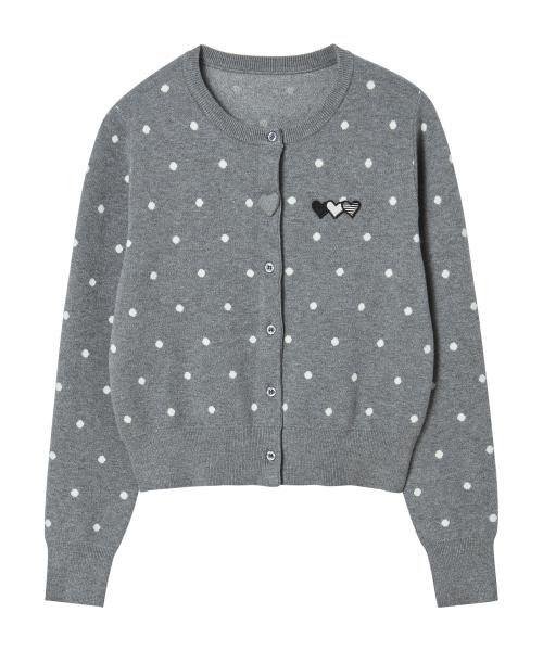Heart Wappen Button Point Cardigan Charcoal