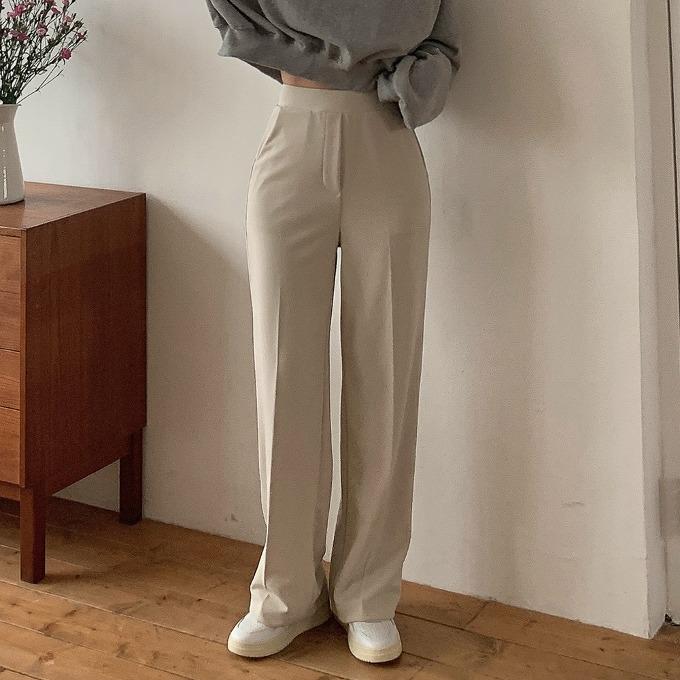 [ 3단기장/만능템 ] 베젤 스판 밴딩 와이드 일자 슬랙스