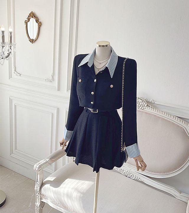 [핏예쁨~] 세피 자켓 미니 투피스 /결혼식 하객룩 행사룩 파티룩 브라이덜샤워 돌잔치원피스 가을하객룩 겨울원피스 연말모임룩 셀프웨딩 트위드원피스 플리츠스커트 크롭자켓 투피스셋업