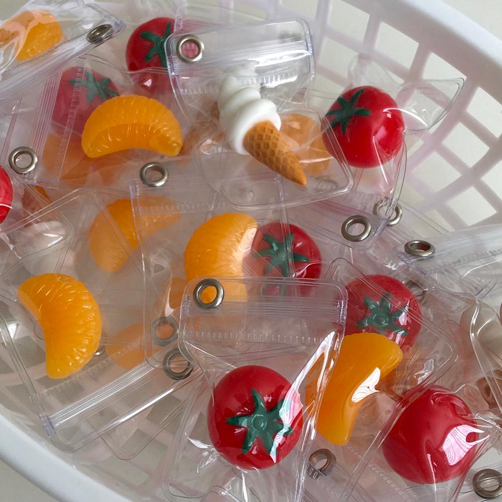 투명봉투 토마토 귤 아이스크림 과일 디저트 키링