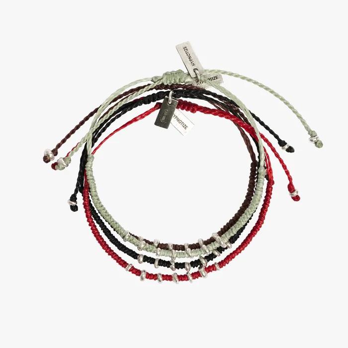 KAREN SILVER MACRAME BRACELET [BLACK/RED/LIGHT GREEN/BROWN]
