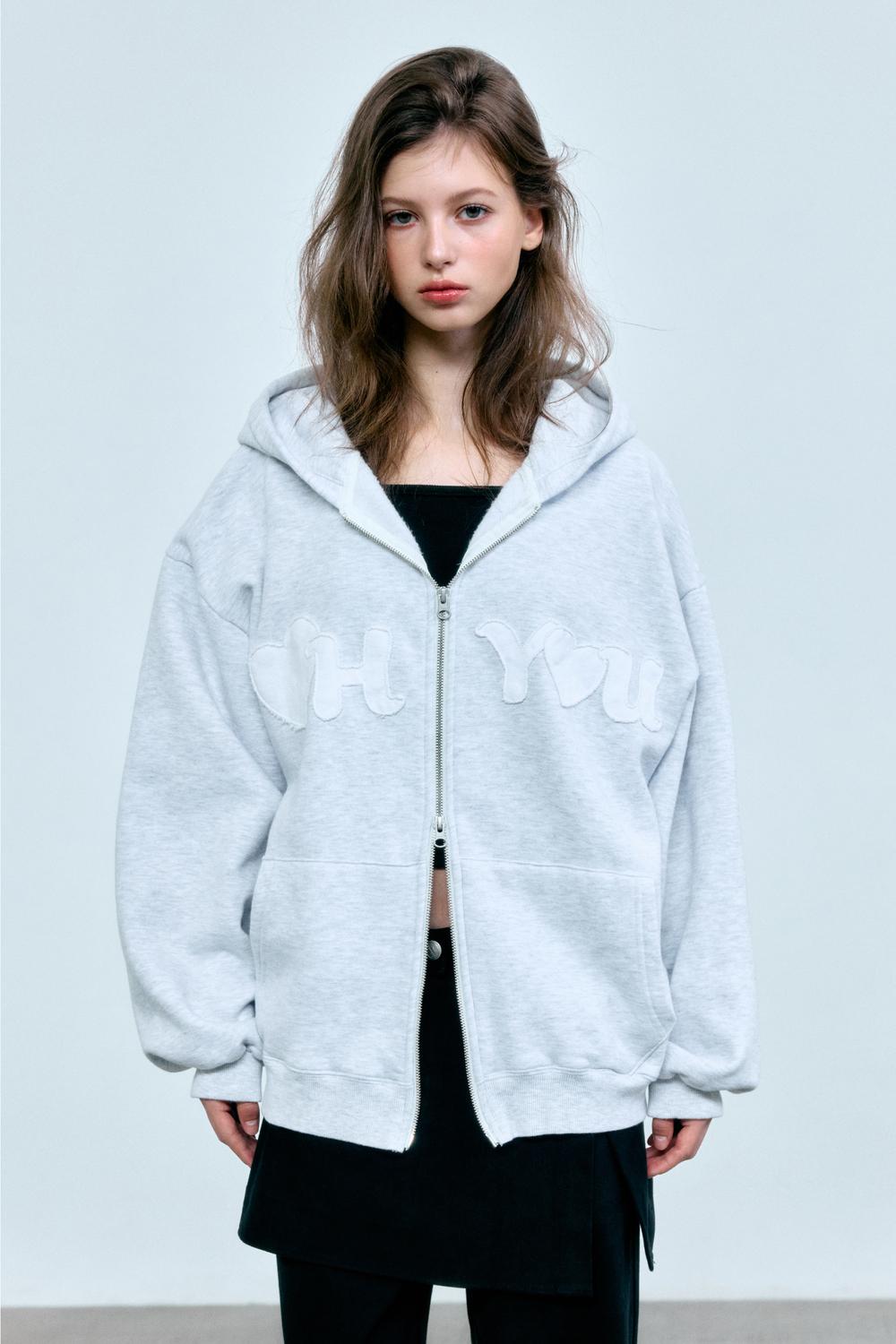 THEOHYOU VINTAGE HOODIE ZIP-UP (MELANGE GREY)