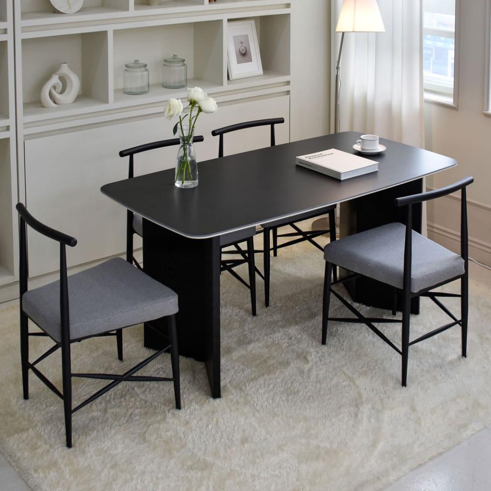 바라하우스 베레아 블랙 양면 세라믹식탁 세트 4인용 1600 스퀘어