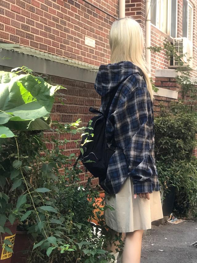[주문 폭주!] 남녀공용 데일리 빈티지 후드 체크 셔츠