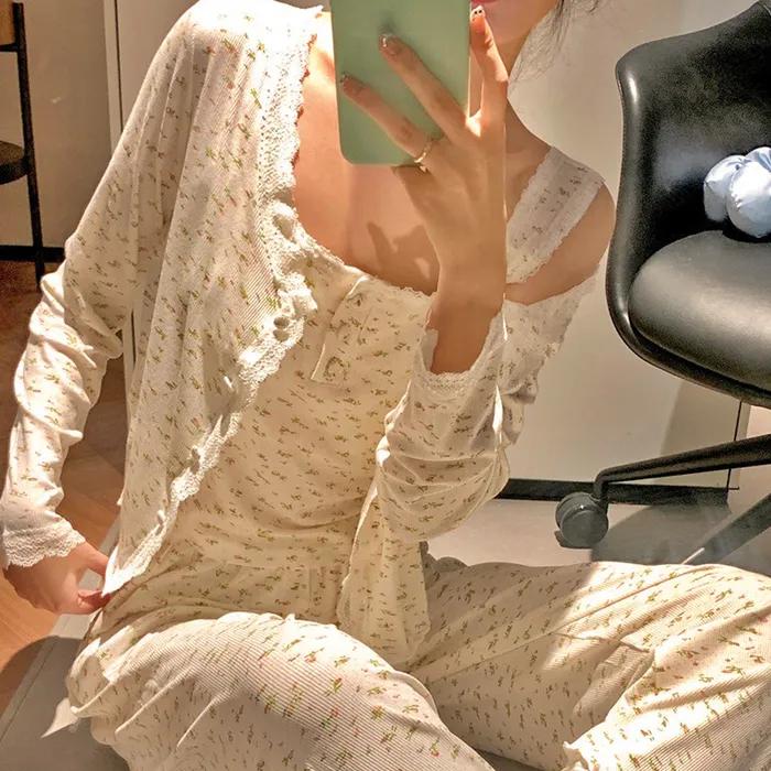 [SET] 소프트피오니 3pcs 민소매 가디건 상하세트 파자마 잠옷