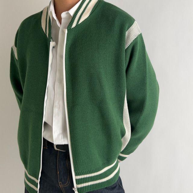 바시티 집업 가디건 자켓