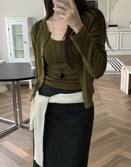 [OVM/간절기/SET] 라온 가디건 레이어드 티셔츠