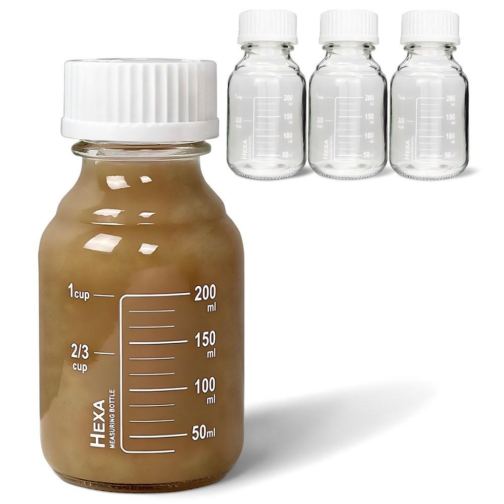 미르 헥사 눈금 유리병 MW250, 250ml, 4개 - 유리저장병 | 쿠팡