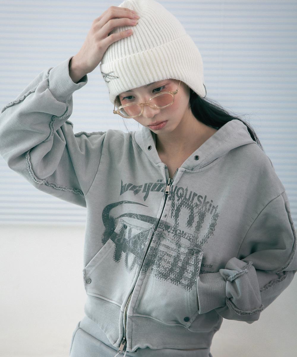 HYS logo hoodie zip-up (Gray)