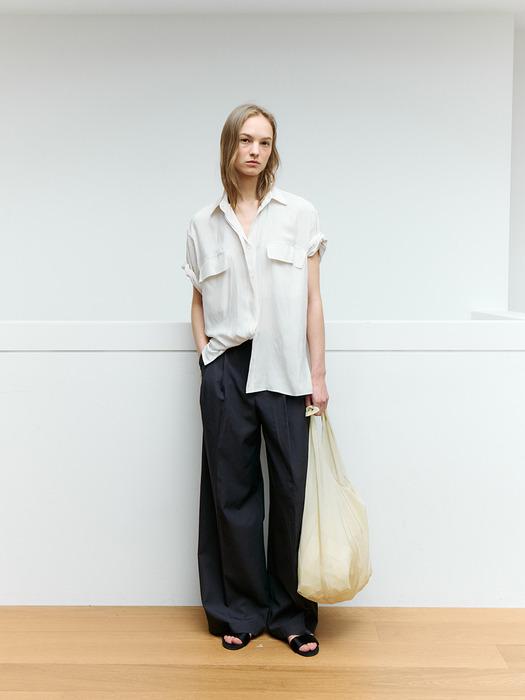 Wide Pintuck Pants_Charcoal