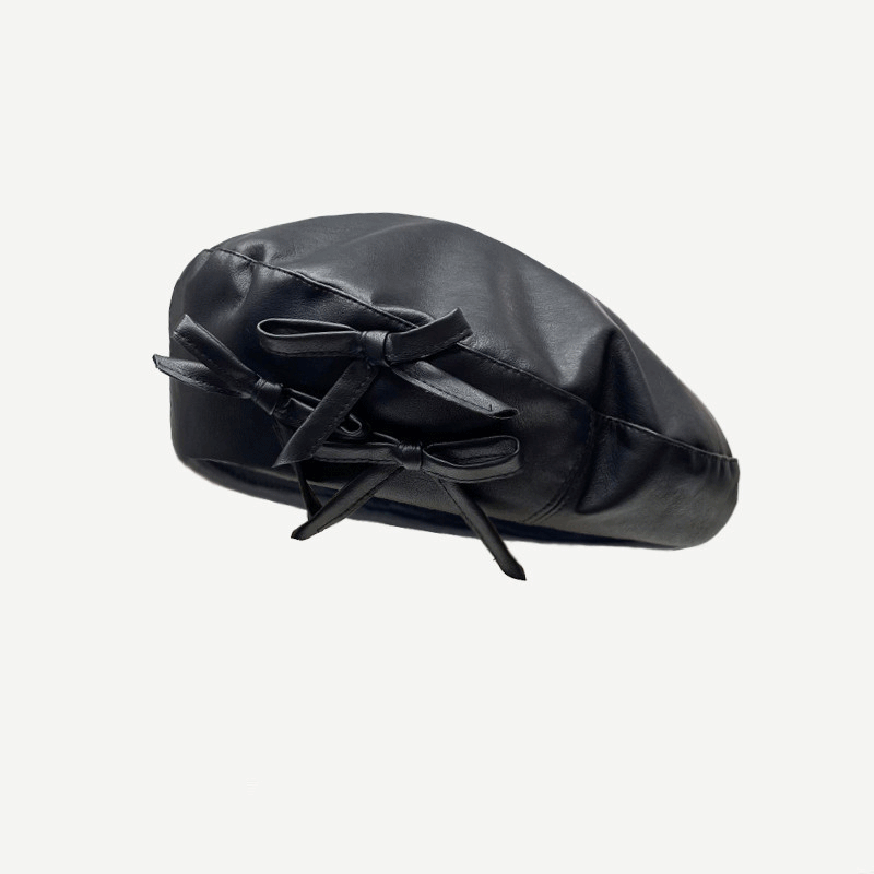 Black Leather Beret(C138)