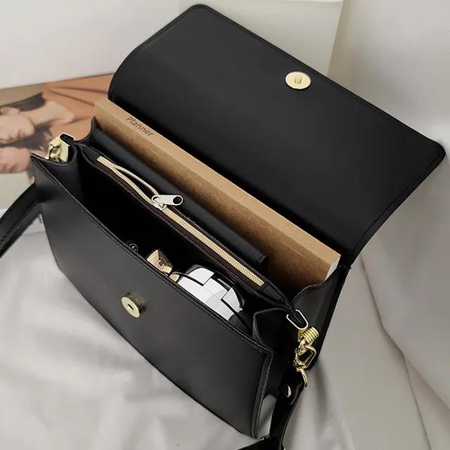 [당일발송]7col 데일리 공간분리 플레인 하객룩 스퀘어백 바게뜨 직장인 핸드백 꾸안꾸 여성 포인트 스트랩 크로스백-mo1956