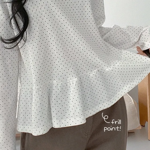 [코디아이템/쫀쫀함🧀] 러블리도트잔골지프릴긴팔티 (3color) #레이어드#롱슬리브#티셔츠#포인트#이너티#봄#가을#간절기#T