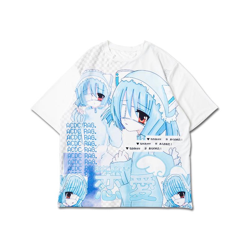 Renai Rei-chan T-Shirt - WHITE/PASTEL BLUE / FREE