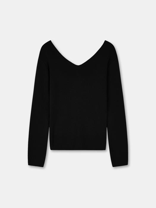 cashwool two-way pullover-black