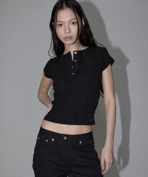 Silvery Button Top (black)