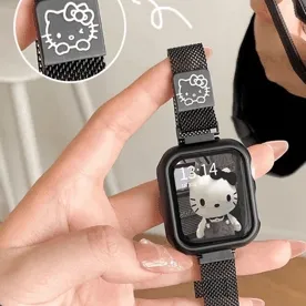 [주문폭주] 헬로키티 애플워치 스트랩 밀레니즈 루프 It'z hello kitty watch Milanese Loop strap (silver/black)