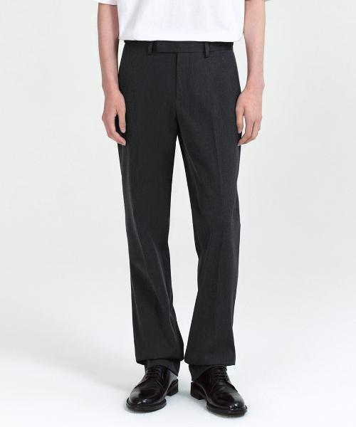 세미 와이드 히든 밴딩 슬랙스 [차콜 그레이]