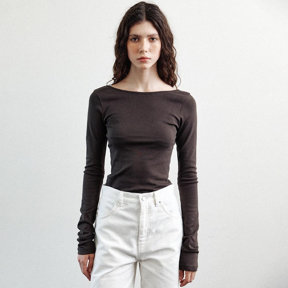 back scoop neck long sleeves (brown)