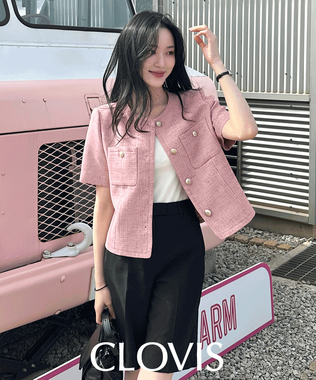 클라비스 [여름버전][누적5만장] 라운드넥 반팔 트위드 자켓_CVJKE2502Q