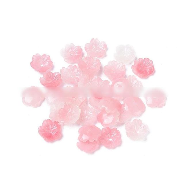 쉘파우더비즈/꽃/핑크/10X2.5mm/구멍:1.2mm