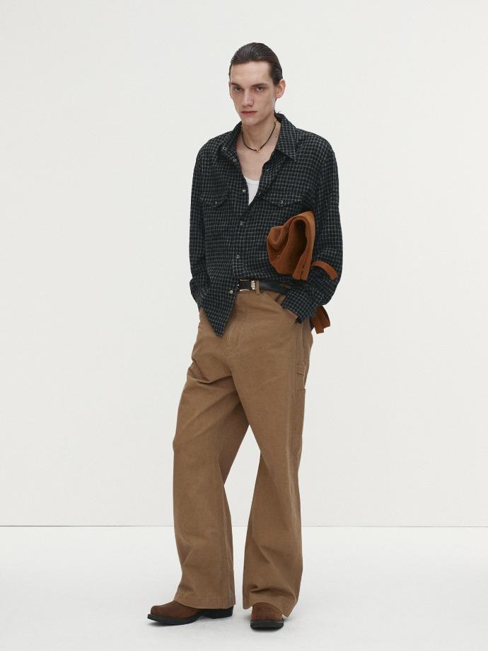 CHECKED WOOL WESTERN SHIRT (JAPANESE FABRIC)_ BLACK/WHITE