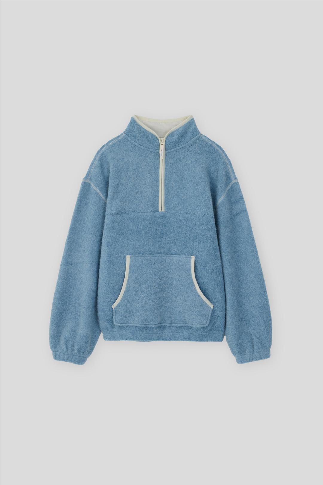 T/T Fluffy fleece half zip-up (blue)