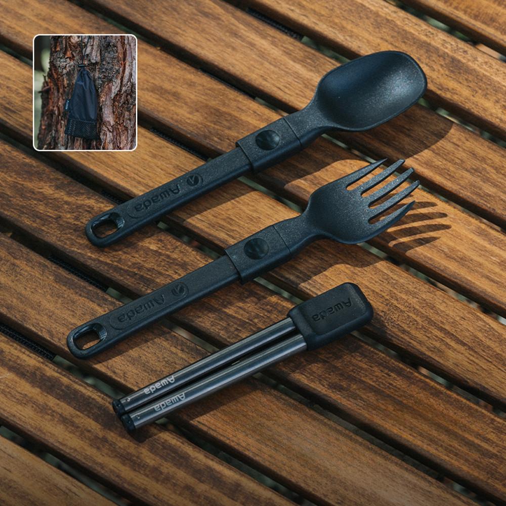 아와다 아웃도어 캠핑 포크 스푼 나일론 휴대용 여행 접이식 커트러리